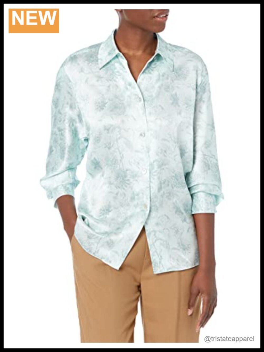 Vince Women's Sculpted Long Sleeve Silk Shirt Mint